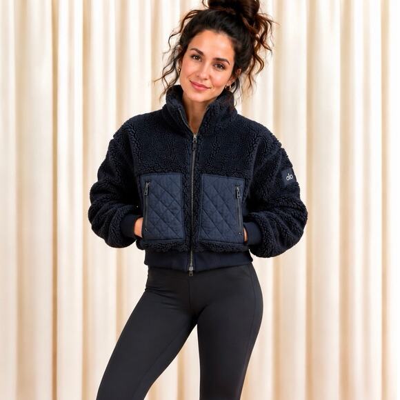 ALO Yoga Jackets & Blazers - Alo Black Sherpa Edge Bomber Quilted Fleece Jacket